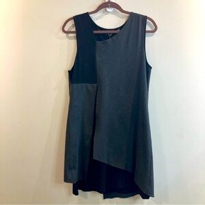 POLECI Sz L Grey Black Layer Art to Wear Jersey Knit Asymmetrical Tunic Top